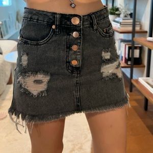 Distressed gray mini skirt